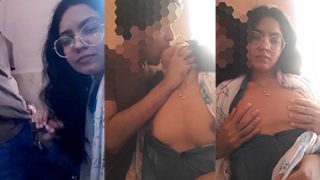 Submissive Indian Glasses Girl Kissing MMS