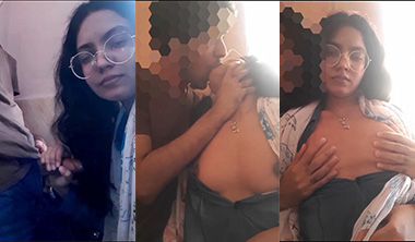 Submissive Indian Glasses Girl Kissing MMS